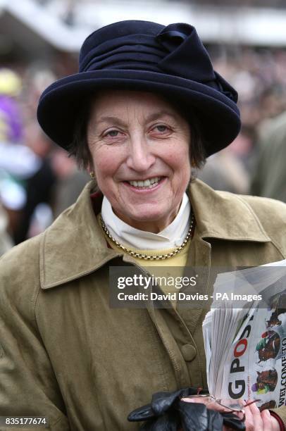 Trainer Henrietta Knight at Cheltenham Racecourse, during day one of the Cheltenham Festival.