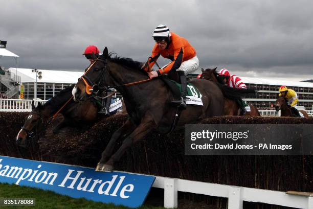 Davy Russell on Made in Taipan in The Irish Independent Arkle Challenge Trophy Steeple chase at Cheltenham Racecourse, Cheltenham.