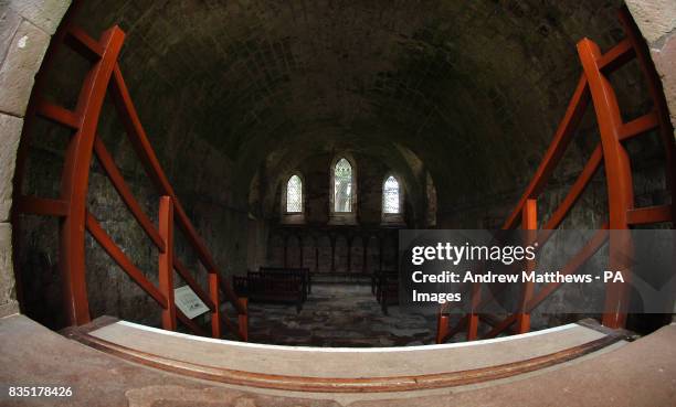 General view of the Chapter Hall in the ruins of Dryburgh Abbey