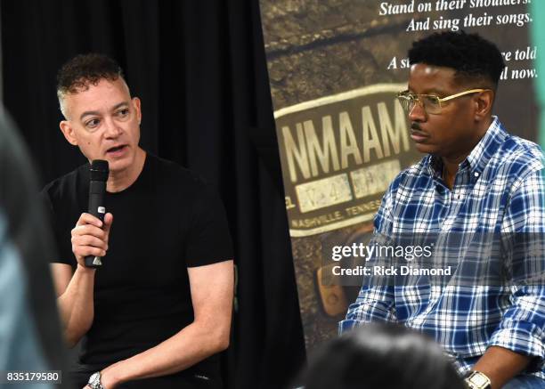 Christopher "KID" Reid and Christopher "PLAY" Martin attend NMAAM Music Legends and Heroes Hip Hop Duo Kid 'N Play Visit Pearl Cohn High School on...