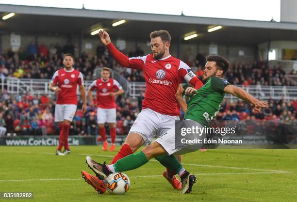 Cork , Ireland - 18 August 2017; Jimmy Keohane of Cork City in action against Kyle McFadden of Sligo Rovers during the SSE Airtricity League Premier...