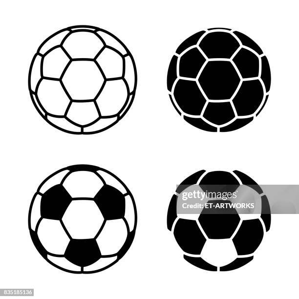 ilustraciones, imágenes clip art, dibujos animados e iconos de stock de vector icono de bola de fútbol en fondos blancos - football sport