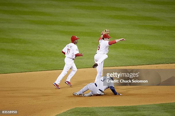 World Series: Philadelphia Phillies Chase Utley in action vs Tampa Bay Rays Evan Longoria . Game 5. Philadelphia, PA CREDIT: Chuck Solomon