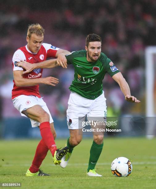 Cork , Ireland - 18 August 2017; Gearóid Morrissey of Cork City in action against Craig Roddan of Sligo Rovers during the SSE Airtricity League...