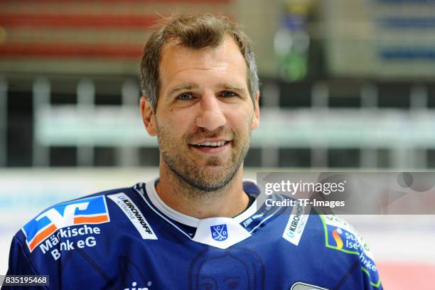 Jason Jaspers of Iserlohn Roosters poses during the team presentation at Eissporthalle Iserlohn on August 1, 2017 in Iserlohn, Germany.