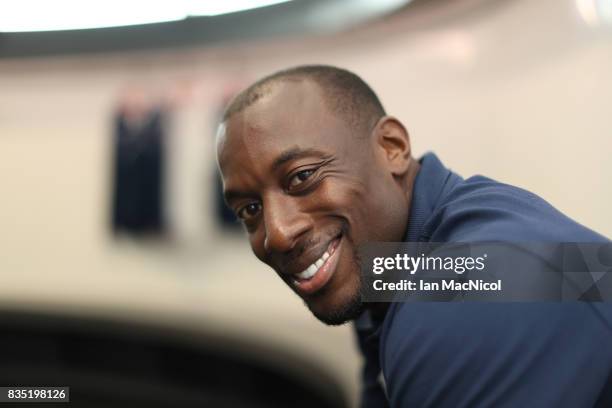 PyeongChang Winter Olympic hopeful Andrew Matthews poses for photographs at The Orium sports complex on August 18, 2017 in Edinburgh, Scotland.