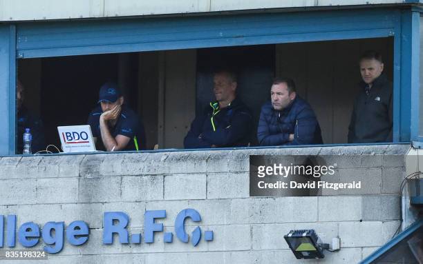 Dublin , Ireland - 18 August 2017; Ireland head coach Joe Schmidt, right, watches on during the Bank of Ireland Pre-season Friendly match between...