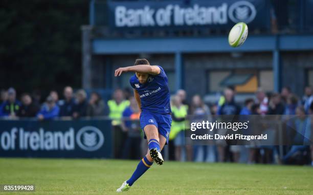 Dublin , Ireland - 18 August 2017; Ross Byrne of Leinster kicks a penalty during the Bank of Ireland Pre-season Friendly match between Leinster and...