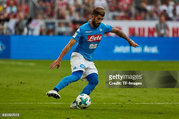 Elseid Hysaj of Napoli in action during the Audi Cup 2017 match between SSC Napoli and FC Bayern Muenchen at Allianz Arena on August 2, 2017 in...