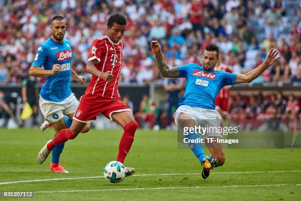 Christian Maggio of Napoli and Tilmann Timothy of Bayern Muenchen battle for the ball during the Audi Cup 2017 match between SSC Napoli and FC Bayern...