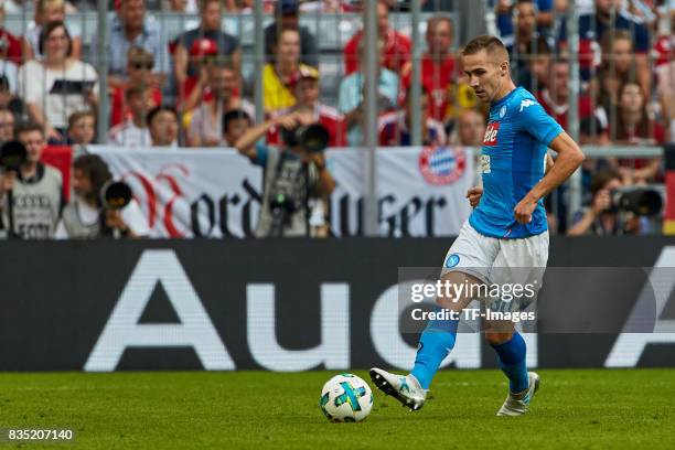 Marko Rog of Napoli in action during the Audi Cup 2017 match between SSC Napoli and FC Bayern Muenchen at Allianz Arena on August 2, 2017 in Munich,...