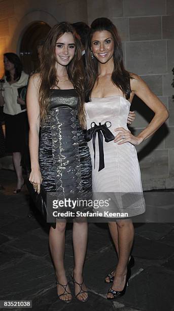Lily Collins and Samantha Harris attend the Veranda Preview Gala For The Great House At Historic Greystone Estate on October 30, 2008 in Los Angeles,...