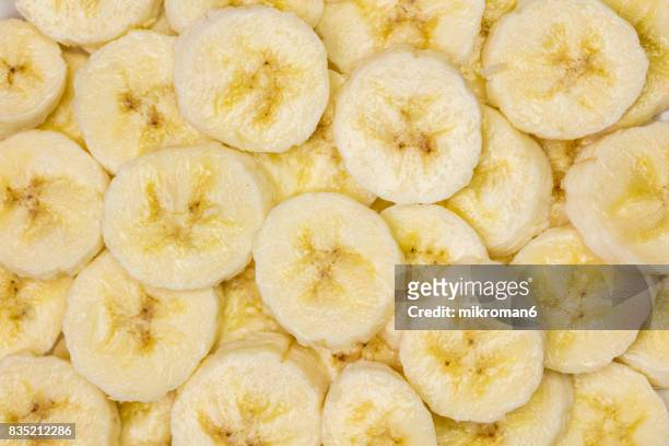 ripe, sliced, fresh fruits, organic banana fruit - バナナ ストックフォトと画像