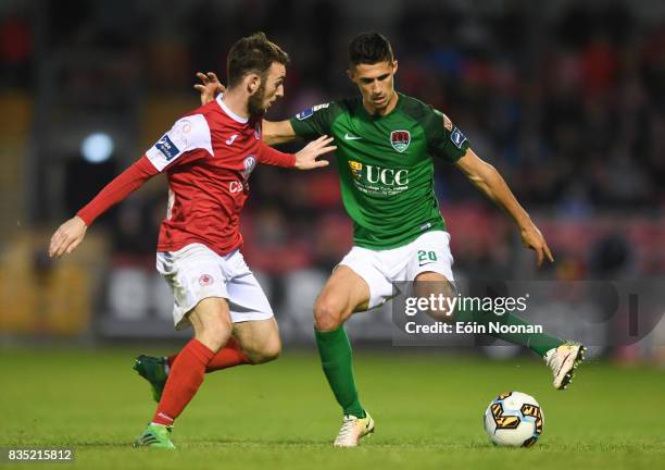 Cork , Ireland - 18 August 2017; Shane Griffin of Cork City in action against Liam Martin of Sligo Rovers during the SSE Airtricity League Premier...