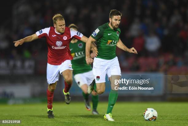 Cork , Ireland - 18 August 2017; Gearóid Morrissey of Cork City in action against Craig Roddan of Sligo Rovers during the SSE Airtricity League...