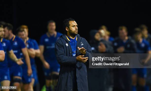 Dublin , Ireland - 18 August 2017; Isa Nacewa of Leinster applauds the supporters with his team mates following the Bank of Ireland Pre-season...