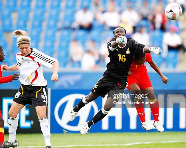 Patricia Mantey of Ghana goal keeper punches away the ball during the FIFA U-17 Women`s World Cup match between Germany and Ghana at QE II Stadium on...