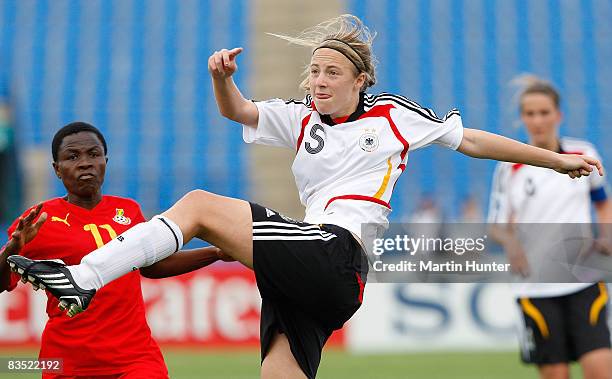 Carolin Simon of Germany controls the ball during the FIFA U-17 Women`s World Cup match between Germany and Ghana at QE II Stadium on November 1,...