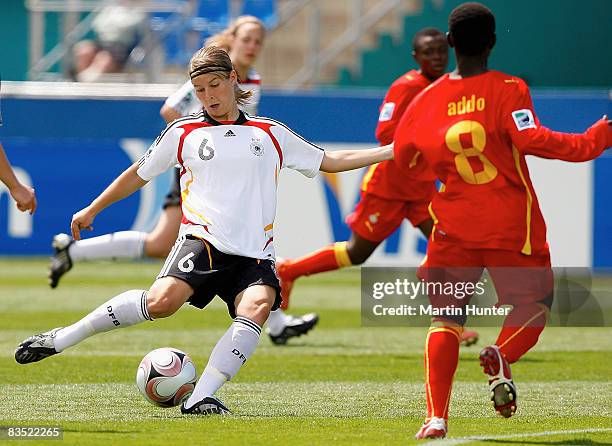 Marie-Louise Bagehorn of Germany kicks the ball during the FIFA U-17 Women's World Cup match between Germany and Ghana at QE II Stadium on November...