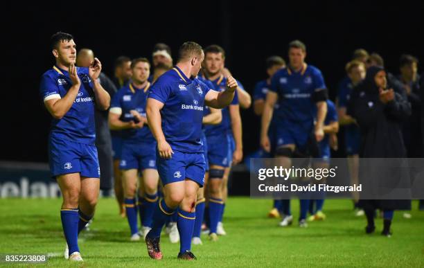 Dublin , Ireland - 18 August 2017; Sean McNulty of Leinster applauds the crowd with his team mates following the Bank of Ireland Pre-season Friendly...