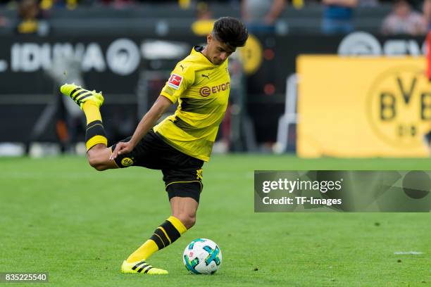 Mahmound Dahoud of Dortmund controls the ball during the Borussia Dortmund Season Opening 2017/18 at Signal Iduna Park on August 4, 2017 in Dortmund,...