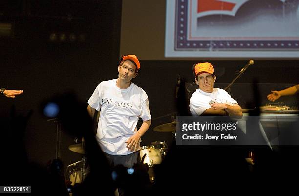 Emmy Award-winning American comedian, actor, film producer and director Ben Stiller joins the The Beastie Boys on stage while they perform on songs...