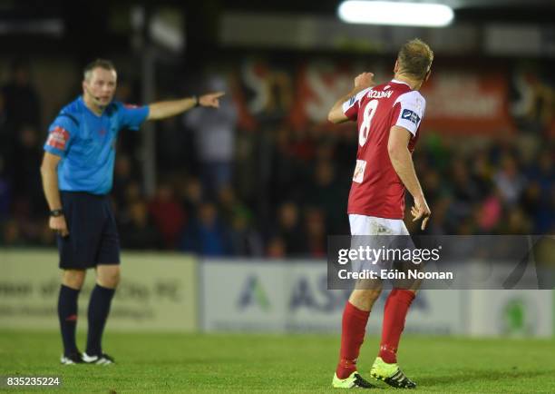 Cork , Ireland - 18 August 2017; Craig Roddan of Sligo Rovers after being sent off by referee Ray Matthews during the SSE Airtricity League Premier...