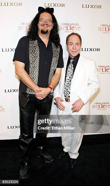 Penn Jillette and Teller of the comedy/magic duo Penn & Teller arrive at the gala premiere of "Criss Angel Believe" by Cirque du Soleil at the Luxor...