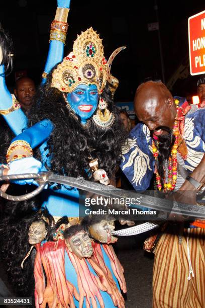 Model Heidi Klum and singer Seal attend a halloween party at 1 OAK nightclub in Manhattan on October 31, 2008 in New York City, New York.