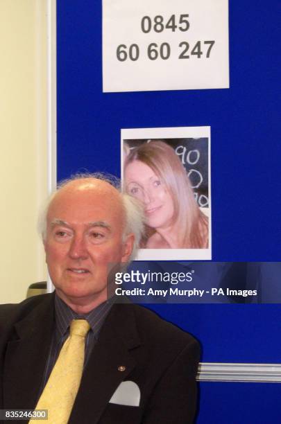 The father of missing chef Claudia Lawrence, Peter Lawrence at a press conference appealing for information about his daughter's whereabouts, in...