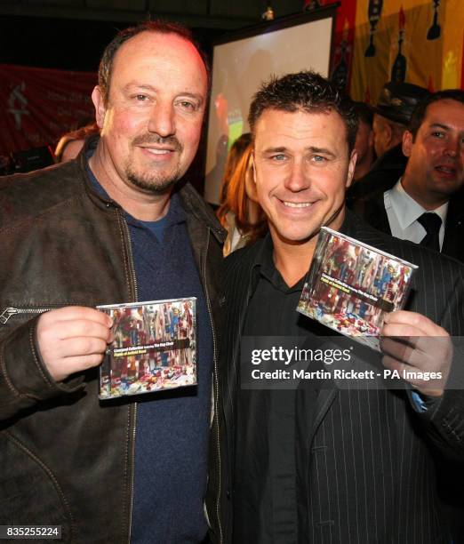 Liverpool manager Rafael Benitez with reality tv star Craig Phillips at the launch of the Fields of Anfield Road CD in aid of the Hillsborough Family...