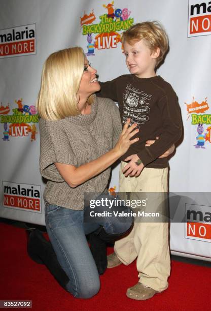 Actress Jenny McCarthy and her son Evan Asher attend the Breakfast Benefit For Malaria No More on November 1, 2008 in Los Angeles, California.