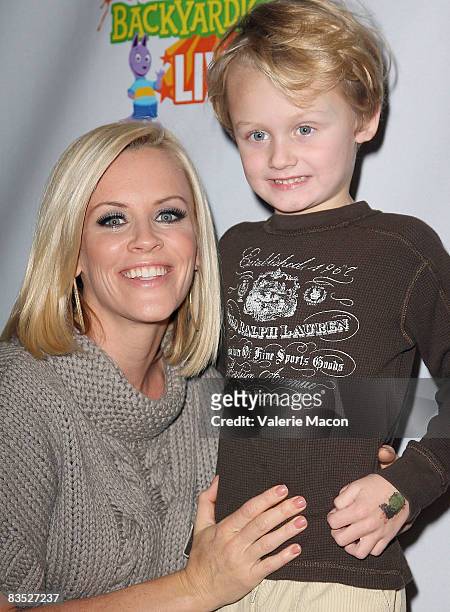 Actress Jenny McCarthy and her son Evan Asher attend the Breakfast Benefit For Malaria No More on November 1, 2008 in Los Angeles, California.
