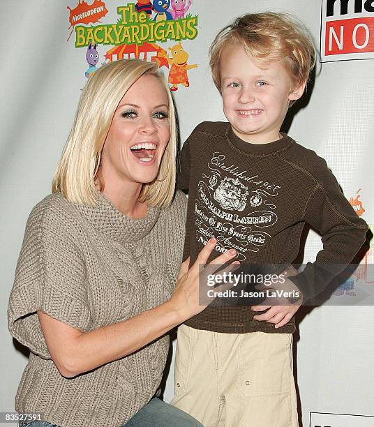 Actress Jenny McCarthy and her son Evan Asher attend "Backyardigans Live!" breakfast benefit for Malaria No More at The Nokia Theater on November 1,...