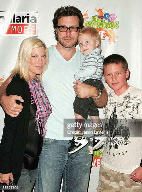 Actress Tori Spelling, Dean McDermott with sons Liam Aaron and Jack Montgomery attend "Backyardigans Live!" breakfast benefit for Malaria No More at...