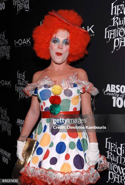 Pink attends the Absolut 100 and Heidi Klum's Halloween Party at 1 Oak on October 31, 2008 in New York City.