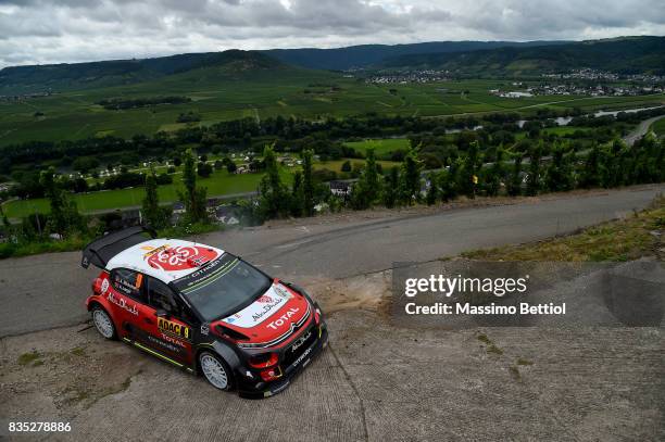 Andreas Mikkelsen of Norway and Anders Jaeger of Norway compete in their Citroen Total Abu Dhabi WRT Citroen C3 WRC during Day One of the WRC Germany...