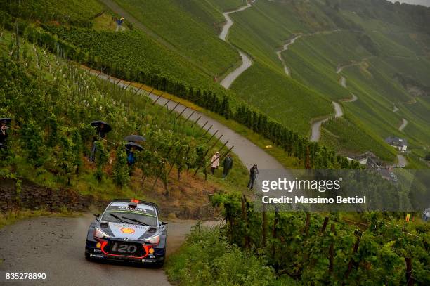 Thierry Neuville of Belgium and Nicolas Gilsoul of Belgium compete in their Hyundai Motorsport WRT Hyundai i20 Coupè WRC during Day One of the WRC...