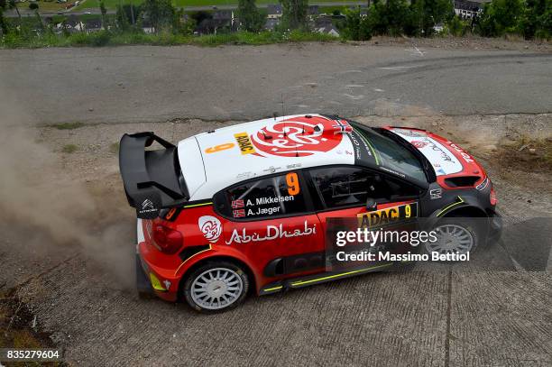 Andreas Mikkelsen of Norway and Anders Jaeger of Norway compete in their Citroen Total Abu Dhabi WRT Citroen C3 WRC during Day One of the WRC Germany...