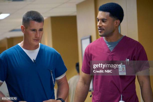 Episode 408 -- Pictured: Brendan Fehr as Drew Alister, JR Lemon as Kenny Fournette --