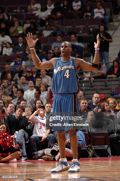 Antawn Jamison of the Washington Wizards reacts during a game against the Detroit Pistons on November 1, 2008 at the Palace of Auburn Hills in Auburn...