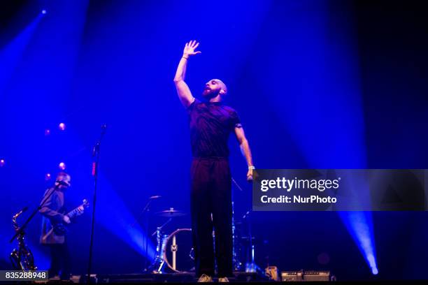 Sam Harris of the american rock band X Ambassadors performing live at Lowlands Festival 2017 Biddinghuizen, Netherlands on 18 August 2017.