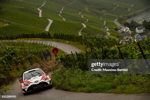 Esapekka Lappi of Finland and Janne Ferm of Finland compete in their Toyota Gazoo Racing WRT Toyota Yaris WRC during Day One of the WRC Germany on...