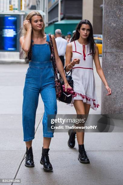 Models Cayley King and Zoe Barnard attend casting for the 2017 Victoria's Secret Fashion Show in Midtown on August 18, 2017 in New York City.