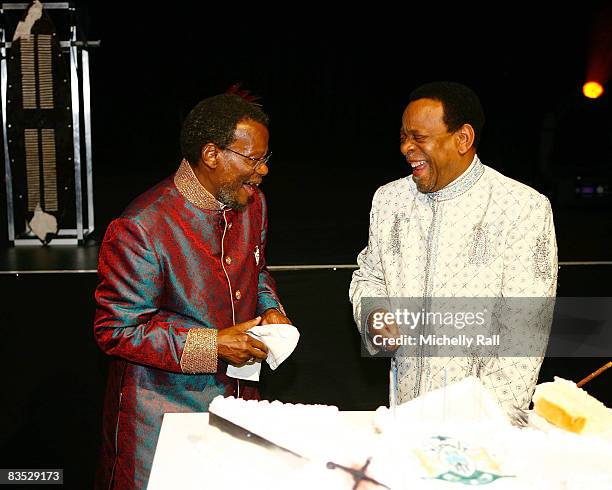 Prince Mangosuthu Buthulezi with His Majesty King Goodwill Lwelithini ka Bhekuzulu attend the 80th bithday celebration of Prince Mangosuthu Buthulezi...