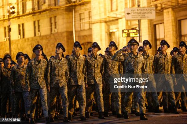 About 4,5 thousands servicemen of different military units take part in military parade rehearsal downtown Kyiv on August 18, 2017. Ukraine will mark...