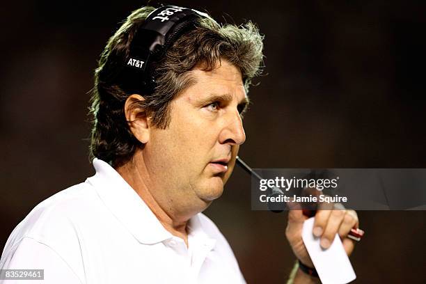 Head coach Mike Leach of the Texas Tech Red Raiders coaches from the sidelines during the game against the Texas Longhorns on November 1, 2008 at...