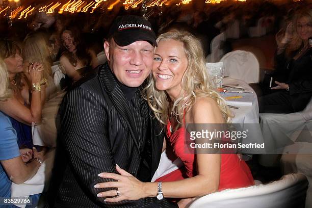 Boxer Axel Schulz and and wife Patricia attend the Unesco Benefit Gala For Children 2008 at Hotel Maritim on November 01, 2008 in Cologne, Germany.