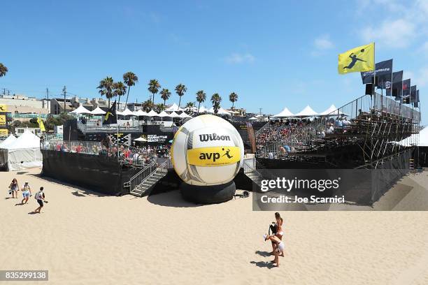 General view of atmosphere at the AVP Manhattan Beach Open - Day 2 on August 18, 2017 in Manhattan Beach, California.