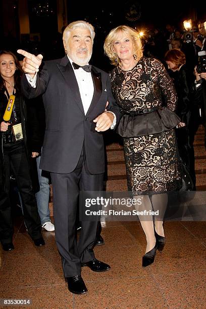 Actor Mario Adorf and wife Monique attend the Unesco Benefit Gala For Children 2008 at Hotel Maritim on November 01, 2008 in Cologne, Germany.